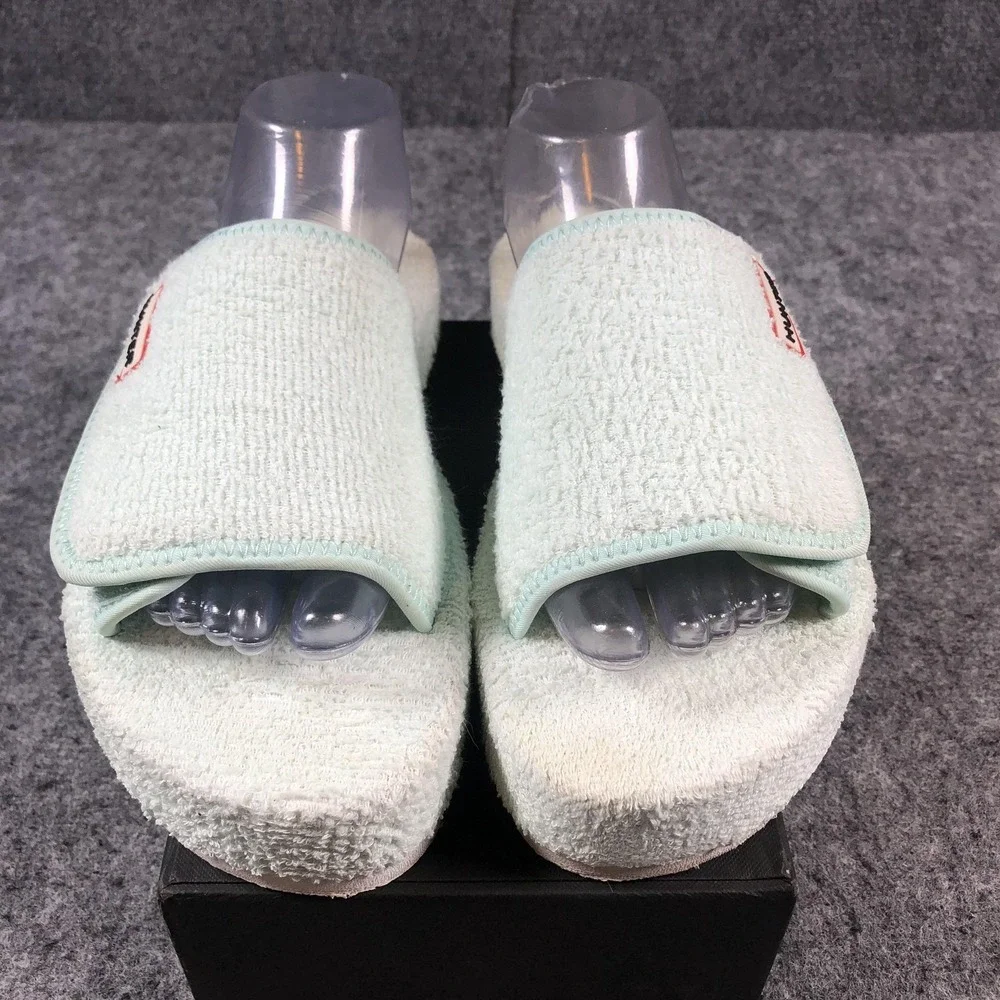 Hunter Shoes Womens Size 10 Mint‎ Green Terry Cloth Slides Sandals Pool Platform